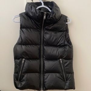 Black leather zip-up vest